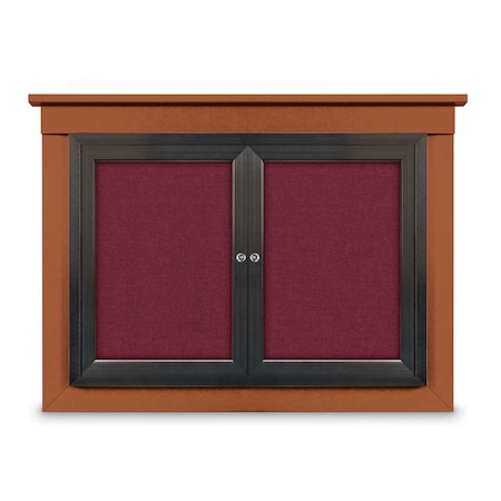 United Visual Products 18"x24" 1-Door Enclosed Letterboard, Grey Felt/Cherry UV2620O-CHERRY-GREY